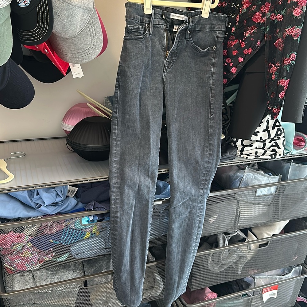 Faded black good American jeans size 00 SKINNY JEANS